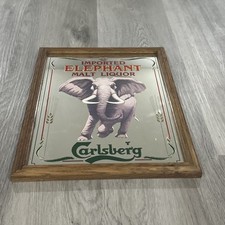 Carlsberg Brewing Imported ELEPHANT Malt Liquor Bar Beer Mirror Sign Excellent