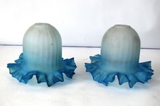 Vintage Pair Lamp Shades Blue