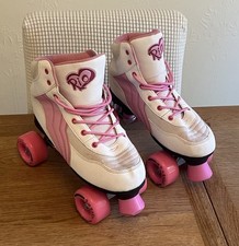 Rio Roller UK 6 Ladies Recreational Quad Roller Skates Pink and White