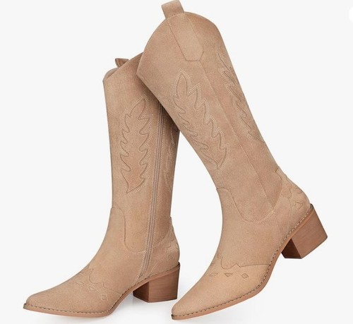 Suede western knee high tall - western,