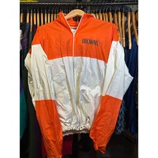 1993 Orange and white browns rain jacket 