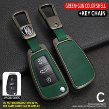 Metal Leather Car Flip Key Fob