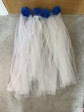 Wedding Church Pew End Chair Decorations Royal Blue Roses And Tule X12 Handmade