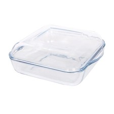 Square Glass Oven Dish with Lid 24cm x 21cm Baking Roasting Casserole Tray