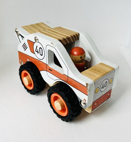 Little town tow truck wooden - town,