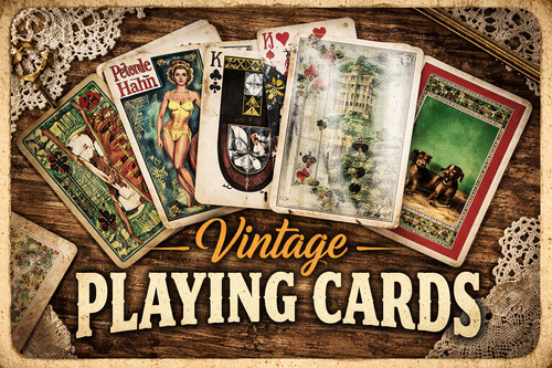 Vintage playing cards - vintage,
