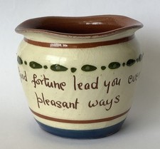 Vintage Motto Ware Pot, Devon/Torquay, Good Fortune Lead You Ever Pleasant Ways