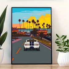 Classic car oil painting - car,