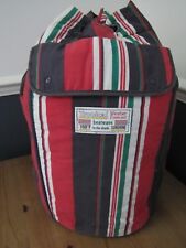 Baby Nappy Changing Bag Sack Duffle Red Mix Stripe Cotton Coated PVC Draw String