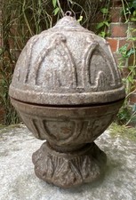 Antique Unusual Little 19th C. Weathered Cold Cast Iron Finial Pier Cap Curio