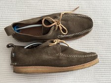 Yogi Lawson Olive Green Suede Moccasins Crepe Sole Shoes Loafers Eu42 Uk8