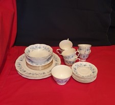 Colclough Bone China tea service & dinner plates set blue flowers not complete 