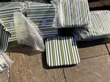 Alexander Rose pack of 2  green stripe portofino tea for two seat pads 40cm wide