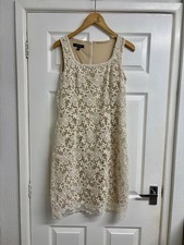 Marie Mero Beige Cream Floral Lace Sleeveless Dress Size 12