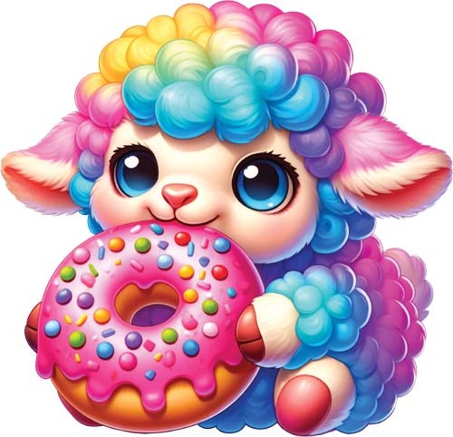 Colourful baby sheep - colourful, art