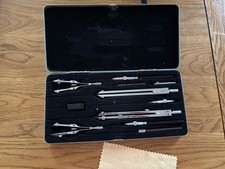 Mega Rare Vintage BB PRECISION Steel Bow Compas Set Model P2 in Metal Case