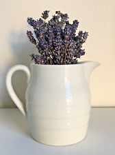 Vintage Ironstone Ceramic Milk Jug Pitcher Banded Off White England (Burleigh?)