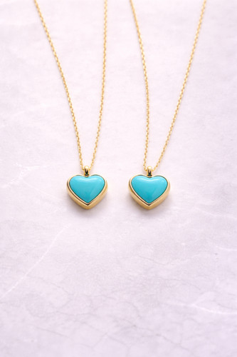 Gold plated heart necklace - gold,