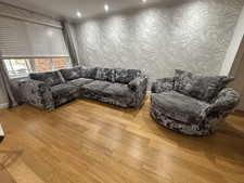Left Hand Corner Sofa And Cuddle Swivel Chair