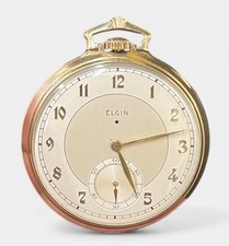 Antique Beautiful 1930s Elgin Pocket Watch 12s 17 Jewels **RUNS GREAT**