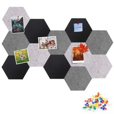 Gute Felt Pin Board - 12 Large Hexagon Cork Boards with Push Pins