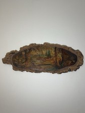 Nature Landscape Painting on Wood Slab Wall Hanging Rustic Farmhouse Interior