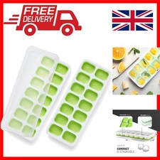 Easy Release Silicone Ice Cube Trays – 2pk with Non-Spill Lids for Easy Storage