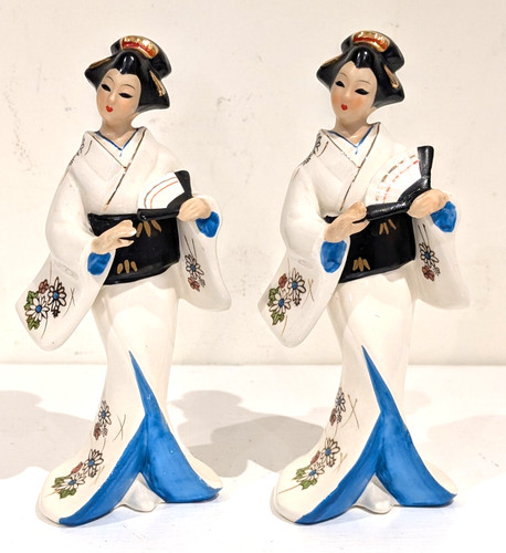 Vintage pair ceramic geisha - pair,