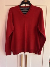 Mens Blue Harbour Marks And Spencer Red V Neck Pullover Jumper Size Medium