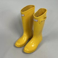 Hunter Rain Boots UK4/EU37 Knee-high Yellow Gloss Rubber Waterproof Wellies Kids