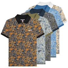 Mens Lambretta Classic Paisley Print Mod Retro Ska Casual Polo Sizes M to 4XL