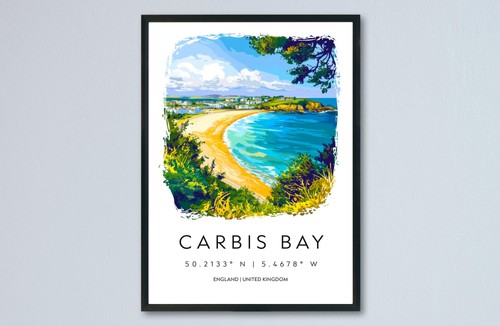 Carbis bay watercolor poster - carbis,