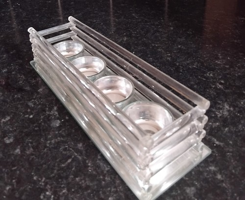 Slatted glass tealight - glass, holder