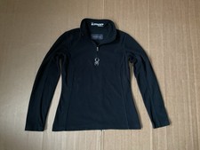 Womens Spyder Micro Fleece Long Sleeve Top Size 10 12 UK Black Zip Neck
