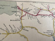 SOMERSET DORSET sEATON bURNHAM BOURNEMOUTH TEMPLECOMBE CHARD RAILWAY MAP 1897