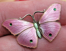 Birmingham 1915 Sterling Silver & Enamel Butterfly Brooch J Aitken & Son