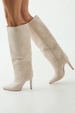 Misspap Beige Knee High Boots