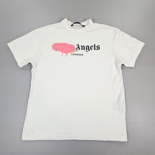 Palm Angels Mens T Shirt White Medium Oversized Fit Sprayed London Logo Cotton
