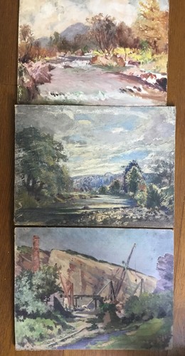 Three vintage oil - , on
