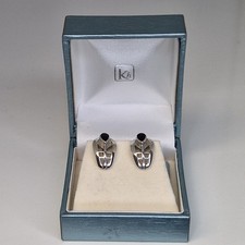 Kit Heath Earrings Stud Black Onyx Sterling Silver 925 KH Boxed Celtic