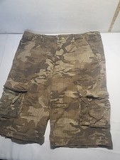O'Neill Green Camo Check Print Cargo Combat Shorts 32 Board Shorts oversized ? 