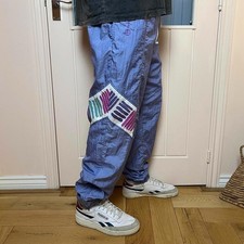 Vintage Sergio Tacchini Purple Nylon Tracksuit Joggers Pants Size 50 L Retro