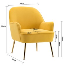 Armchair Velvet Upholstered Padded Seat Gold Legs Modern Comfort Lounge Chair