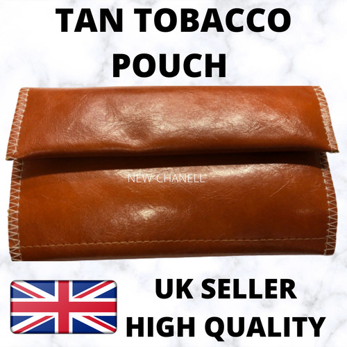 Tan leather tobacco pouch - tan, pu