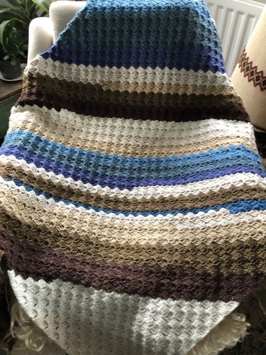 Vintage afghan crochet - vintage, stripe