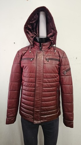 Men puffer hooded lambskin - puffer,