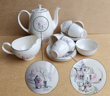 Rare Alfred Meakin Tea Set – Pastel Countryside Sketch England Vintage