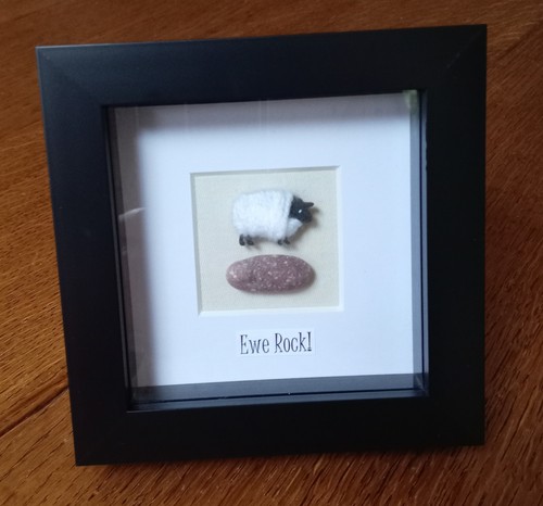 Handmade ewe rock - handmade, sheep