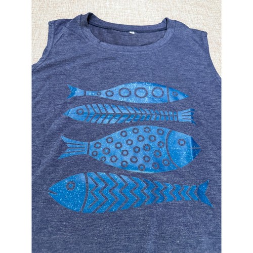 Blue heather sleeveless - blue,