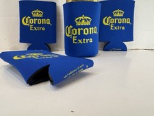 Corona Extra Beer Bottle/Can Koozie Coozie Cooler Set Of 4 Brand New Blue/Yellow